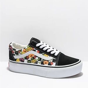 Vans Floral Old Skool Platform Sneakers - Black with Multicolor “Poppy”